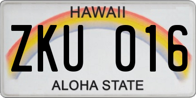 HI license plate ZKU016
