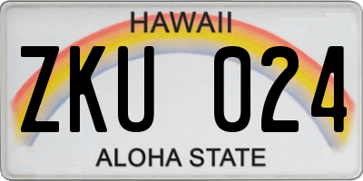 HI license plate ZKU024