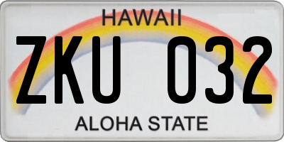 HI license plate ZKU032