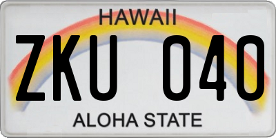 HI license plate ZKU040