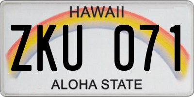 HI license plate ZKU071