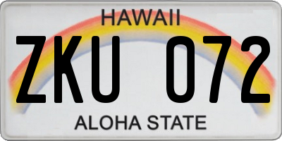 HI license plate ZKU072