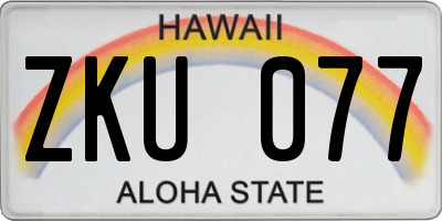 HI license plate ZKU077