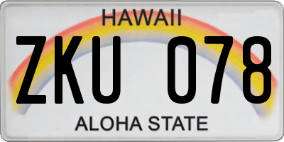 HI license plate ZKU078