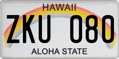 HI license plate ZKU080