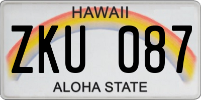 HI license plate ZKU087