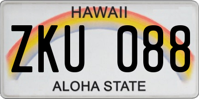HI license plate ZKU088