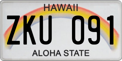 HI license plate ZKU091