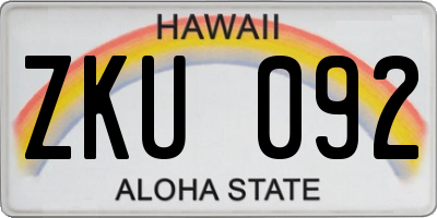 HI license plate ZKU092