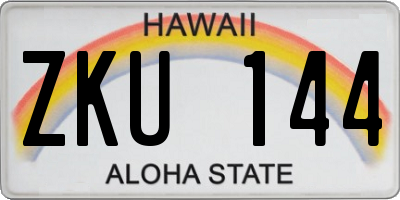 HI license plate ZKU144