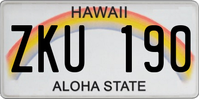 HI license plate ZKU190