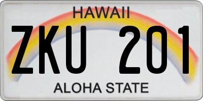 HI license plate ZKU201