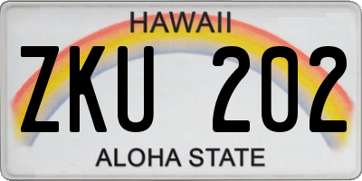 HI license plate ZKU202