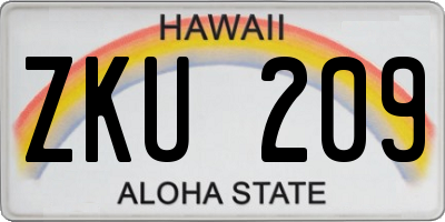 HI license plate ZKU209