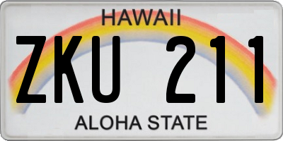 HI license plate ZKU211