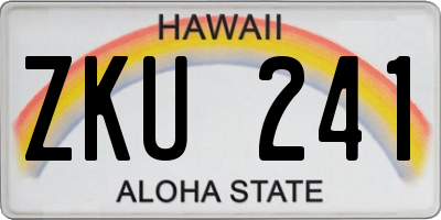 HI license plate ZKU241