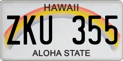 HI license plate ZKU355