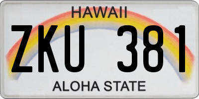 HI license plate ZKU381
