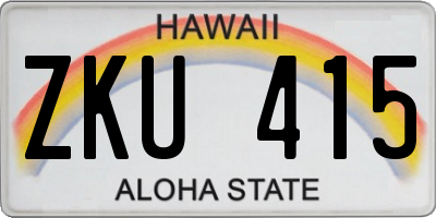 HI license plate ZKU415