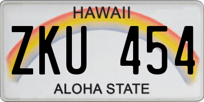 HI license plate ZKU454