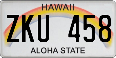 HI license plate ZKU458