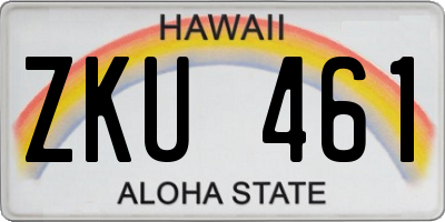 HI license plate ZKU461