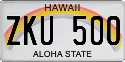 HI license plate ZKU500