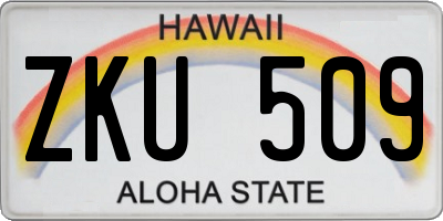 HI license plate ZKU509