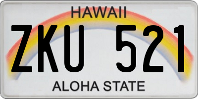 HI license plate ZKU521