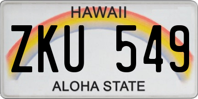 HI license plate ZKU549