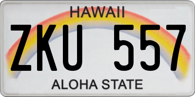 HI license plate ZKU557