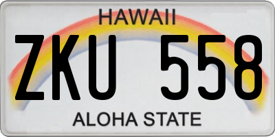 HI license plate ZKU558