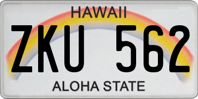 HI license plate ZKU562