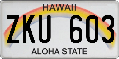 HI license plate ZKU603