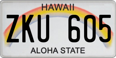 HI license plate ZKU605