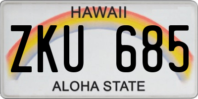 HI license plate ZKU685