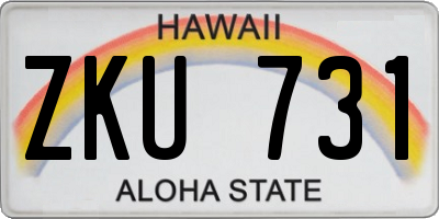 HI license plate ZKU731