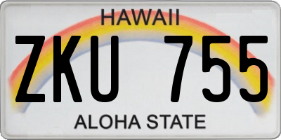 HI license plate ZKU755