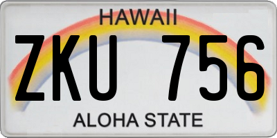 HI license plate ZKU756