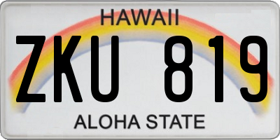 HI license plate ZKU819
