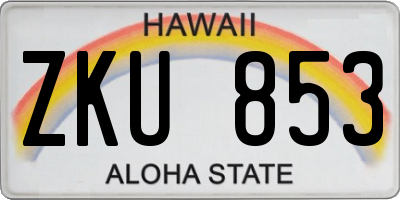 HI license plate ZKU853