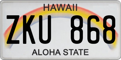 HI license plate ZKU868