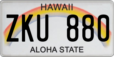 HI license plate ZKU880