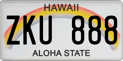 HI license plate ZKU888