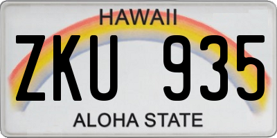 HI license plate ZKU935