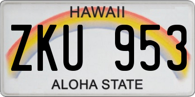 HI license plate ZKU953