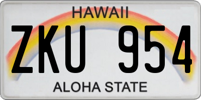 HI license plate ZKU954