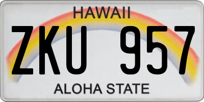 HI license plate ZKU957