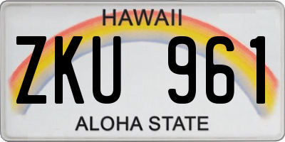HI license plate ZKU961