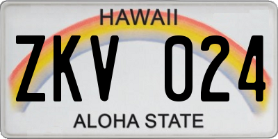 HI license plate ZKV024